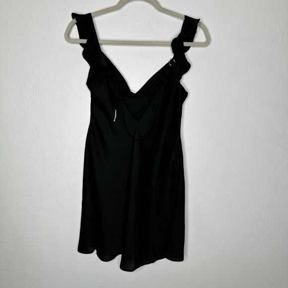 Free People What I Want Mini Slip Dress Small Black Flutter Sleeve Size XS - Picture 5 of 9